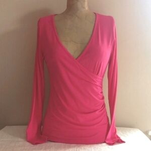 Mangopop Pink Crossover Wrap Boutique Blouse